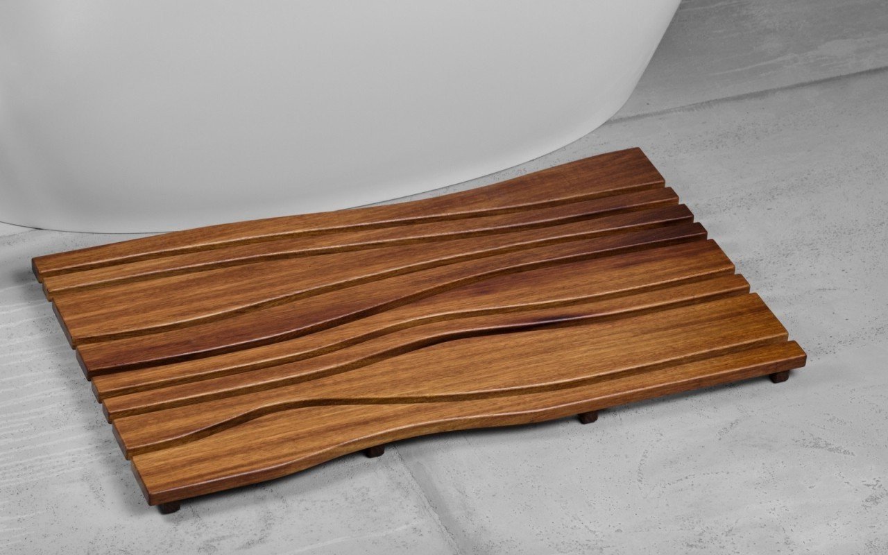 Aquatica Onde Waterproof Iroko Wood Bath Shower Floor Mat picture № 0